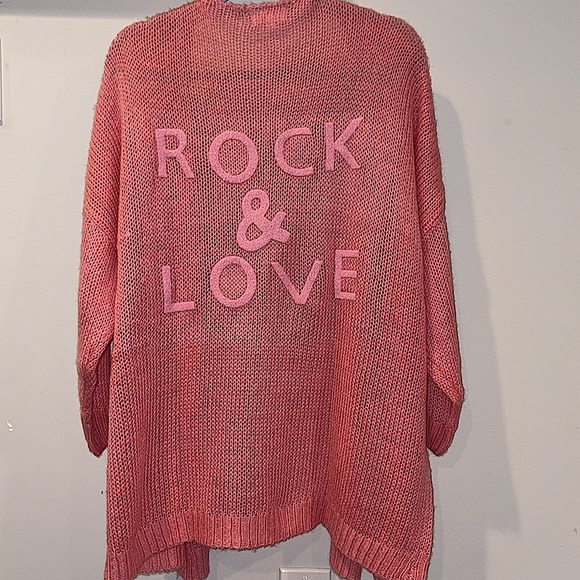 Elan Sweaters - Elan Rock & Love Open Knit Long Cardigan One Size Color: Rose NWOT